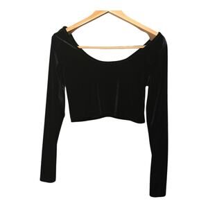 Mossimo Gothic Black Velvet Scoop Neck Crop Top Womens Size Large Edgy Casual